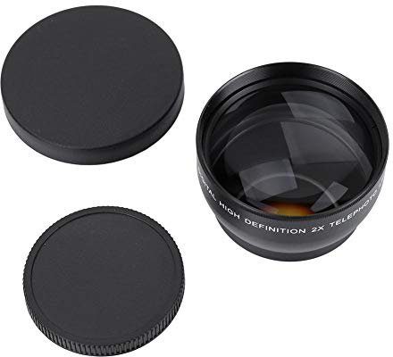 Lente de Zoom de telefoto Universal de 52 mm 2X, Lente de teleconvertidor de cámara HD, Lente de teleobjetivo con Rosca de 62 mm para la instalación del Filtro, Apto para Montaje de cámara de 52 mm