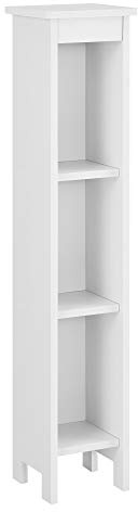 [en.casa] Estantería de Pie con 3 Estantes Bräcke 80 x 17 x 17 cm WPC Librería Almacenaje con 3 Compartimentos Cuadrado Blanco