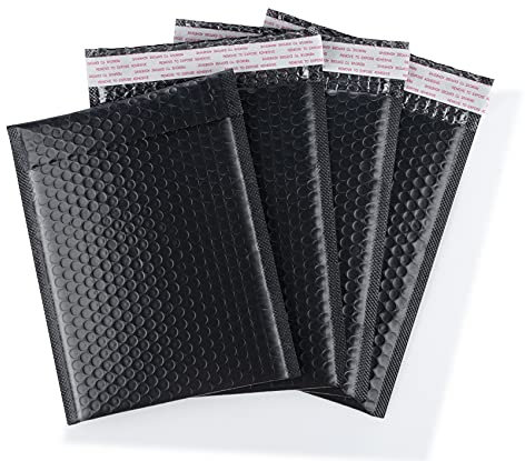 60 Stück Luftpolsterumschläge A5 Bubble Mailers Schwarz, 16cm x 23cm Poly Padded Envelopes Selbstversiegelnde, Versandtaschen Umschläge Bubble Lined für Luftpolster Kuvert