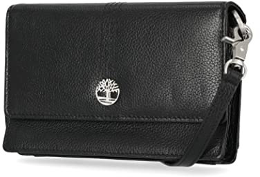 Timberland Damen Leather Crossbody Bag Wallet Purse Umhängetasche aus RFID-Leder, Schwarz (Pebble)