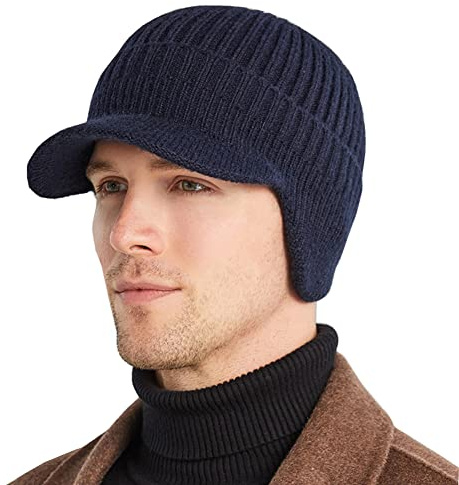 YAMEE Gorro Invierno Hombre con Orejeras,Sombreros de Punto para Hombre Cálido,Gorras Hombre con Forro otoño/Invierno