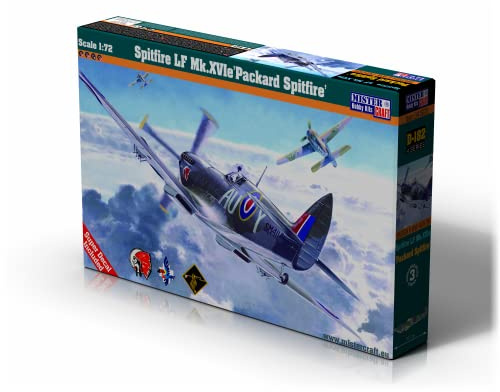Mistercraft Set di modellini Spitfire LF Mk.XVI e Packard Spitfire, scala 1:72, kit di montaggio in plastica, con colla, modello in plastica, istruzioni per la costruzione, 128 mm x 136 mm, nero
