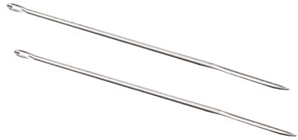 HIC Roasting Straight Trussing Needles, for Poultry and Stuffed Roasts, 18/8 Stainless Steel, 8-Inches, Set of 2, for Securing Stuffed Turkey, Chicken, and Roasts