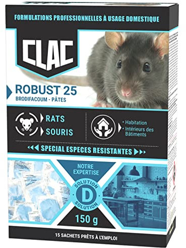 CLAC Raticide Souris et Rats – Souricide Professionnel Puissant, Mort aux Rats/Souris foudroyant pour intérieur | Anti Rongeur et Rat, Produit/Poison spéciale espèces résistantes (Pâtes)