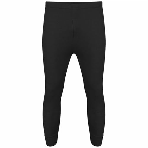 Tesmark 2 X Pairs Mens Thermal Long Johns Trousers, Soft Stretch Fabric Bottom Warm Underwear, Winter Base Layer Lightweight Mens Underwear, UK Size S-6XL (5XL, Black)