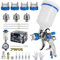 Potufa HVLP - Pistola pulverizadora con 4 boquillas - 1,4 mm, 1,7 mm, 2,0 mm y 2,5 mm, pistola de pulverización profesional de aire comprimido por gravedad con vaso de plástico de 600 ml (azul)