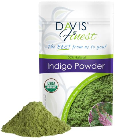 Davis Finest - Organic Indigo Powder, 500g, Black Henna Hair & Beard Dye | Natural Hair Colour for Men & Women, Use with Henna for Brown Hair Colour, 100% Plant Based, Vegan, Chemical & PPD-Free