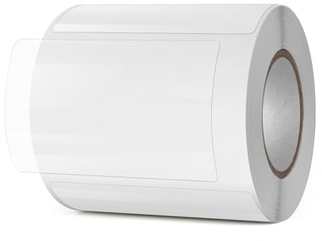 YIKIADA - Etichette trasparenti rettangolari da 50 × 76 mm, punti adesivi, protezione per etichette autoadesive, rotolo impermeabile per buste, scatole, pacchi, regali, etichette di chiusura, 500