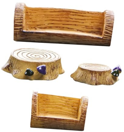 Happyyami 4pezzi Resin Tree Stump Miniature Garden Decoration Landscape Accessories for Creative Worlds