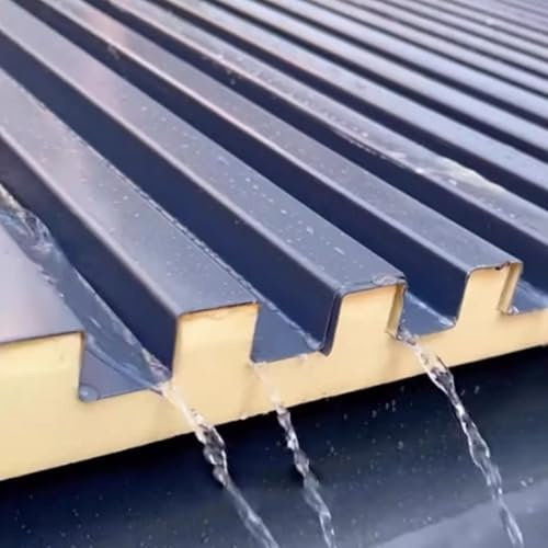 Elitix Waterproof Aluminum Roofing Panel with Polycarbonate Fill, Insulated Wall Ceiling Cladding for Chicken Coop, Windproof Home Ceiling Board Top Cover(5pc,L 2.8m(9.1ft))
