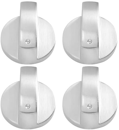 LCKKJHG Gas-Kochknopf Öfen, Herdknöpfe, Backofenknöpfe (4 Stück), 6 mm Universal-Silber-Gasherd-Bedienknöpfe, Adapter, Backofen-Drehschalter, Kochfläche FüR BacköFen, Gasherd, Herde