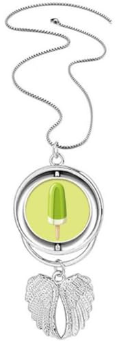 Collana con ciondolo a forma di fagiolo verde con ghiaccioli e ali d'angelo