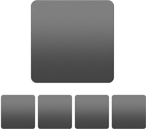 LIDER Screwless 1-Gang Blank Faceplate, Blank Plate for Wall Socket, Flat Cover for Standard UK Pattress Boxes, Flame-Resistant Polycarbonate, Round Edges, UKCA Certified, Space Grey, 5-Pack