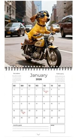Calendario Pared 2026 - Almanaque Teckel, Planificador Perro Mascota | 12 Meses Mensual Fotos Animales, Arte Lindo Decoración Oficina Cocina Dormitorio, 40x28cm Grande
