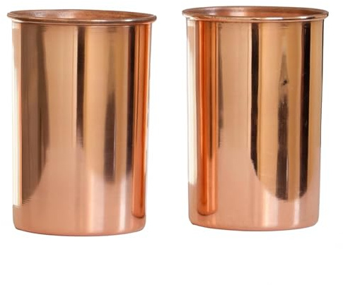 COPPAYA Pure Copper Tumblers Set of 2 (350ml) – Handcrafted Smooth Copper Water Glasses for Daily Drinking – Ayurveda Inspired, Made in India