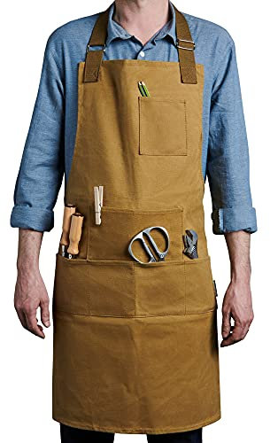 Case4Life Lourd Devoir Résistant à l'eau Ciré Toile Tablier Outil Tablier Atelier Bricolage Maison/Jardin Coiffeur Chef Taille/Cou Sangles Réglables Unisex - Garantie à vie