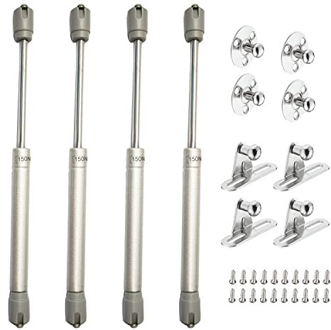 ZFYQ Gasdruckfedern, 4 Stück, hydraulisch, Küchenmöbel, Stoßdämpfer für Türen, 150N/15 kg, Federscharniere mit Schrauben