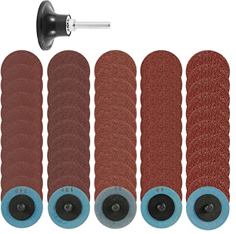 51Piece 2 Inch Quick Change Sanding Discs Kits Surface Conditioning Sanding Disc Pads with Disc Pad Holder 36/60/80/120/240 Grit