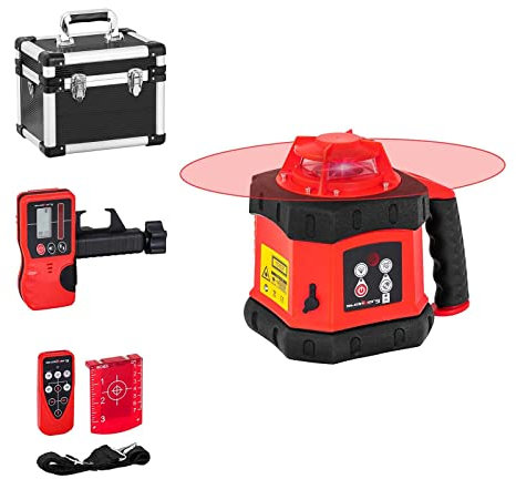Steinberg Systems Laser Rotatif En Croix Niveau Extérieur Intérieur De Chantier Automatique Professionnel Tournant SBS-RL-300 (Portée Ø 300 m, Précision ±3mm/30m, Autonomie 20 h, Rouge, Télécommande)