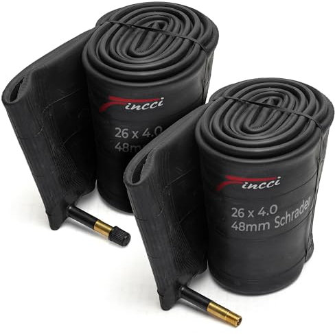 Fincci Fatbike Schlauch 26 x 4.0 - Paar Mtb Fahrradschlauch 26 Zoll autoventil Schrader 48 mm 100 - 559 - Schlauch 26 zoll Fahrrad für Fat bike, EBike, Mountainbike,Rennrad Fahrrad, Klapprad