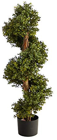 Nearly Natural 33in Artificial Boxwood Spiral Topiary Tree for Indoor Outdoor Entryway Decor