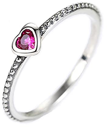 MariaFonte Anillo New 2024 Plata 925 Corazón Rosa Mujer Solitario Tope Rosario Circonitas Veretta Serpiente Disponible en 4 Tallas Indios Piedra Círculo Ley Chapada Amistad Niña