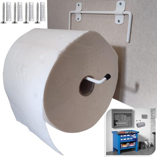 Parpyon® Nouveau porte-rouleau industriel mural porte-serviettes salle de bain pour rouleau sèche Idéal dans la cuisine, garage, salle de gym, pour bobine de papier jetable (Mod.5B)