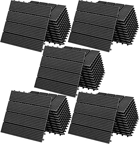 Casaria Set 55 Pezzi Piastrelle da Giardino 30x30cm 5m² in WPC Resistente Mattonelle ad Incastro per Pavimento Terrazza Balcone Esterno Sistema a Clic