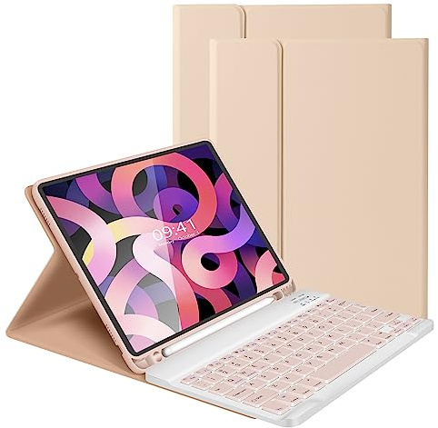 LAMA Tangentbord för iPad 4,3/11 tum, smart Bluetooth-tangentbord kompatibelt med iPad Air 4:e generationen 11 tum / iPad Pro 11 tum 2021/2020/iPad Pro 2018, trådlöst avtagbart tangentbord med pennhållare