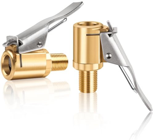 Yeepeo 2 Stück 8mm Autoventil Hebelstecker Air Chuck, Messing Autoventil Adapter Druckluft Reifenfüllnippe Momentstecker Reifenfüllnippel, Auto Ventilstecker für Reifenventile mit Ventilgewinde