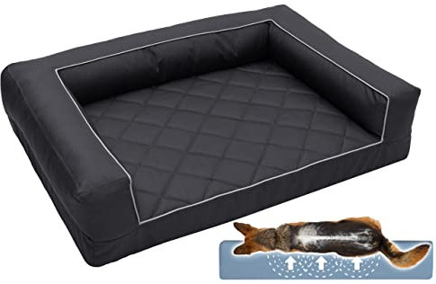 Salla Hundebett, Orthopädisches Bett für Hunde, Waschbares Hundesofa mit Abnehmbarem Bezug, Hundematratze für Haustiere, Haustierbett, Tierbett, Hundecouch, 120 cm x 90 cm, Graphit