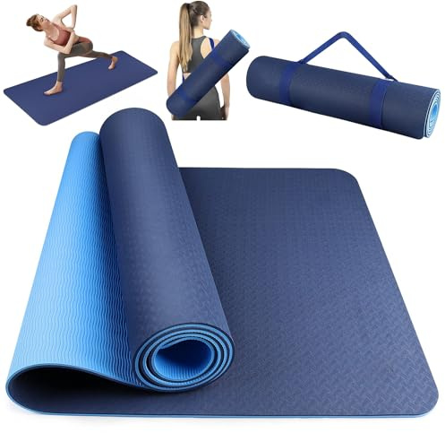 Yogamatte, rutschfest, Yogamatte mit hochwertigem umweltfreundlichem TPE-Material, 183 x 61 cm, Hochleistungsgriff, Matte für Training, Yoga, Pilates, Rehabilitation, Fitnessstudio, Dicke 6 mm
