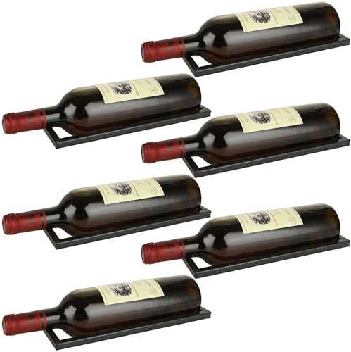MIVIDE 6 Stück Weinregal Metall Schwarz Wandmontage, Flaschenhalter Wand, Hängend für Alle Arten von Weinen