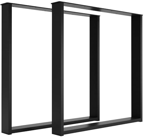 STALFORM 2 Stück Tischbeine Metall Schwarz 72x72 cm - Industrial Pulverbeschichtete Möbelfüße - Tischgestell für DIY Couchtisch, Esstische Schreibtische, Bürotische