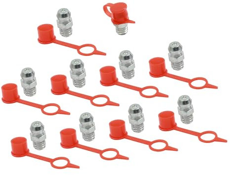 A ABSOPRO Conjunto De 10 Racores De Engrase Rectos M6 Con Tapa Antipolvo De Hierro Con Recubrimiento De Zinc