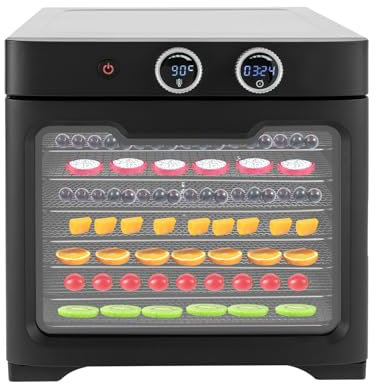 Dehydratorer i livsmedelskvalitet 304 rostfritt stål, 800 W dehydrator, frystorkning, justerbar temperatur 20–90 ℃, torkapparat, 8 torklådor 2,5 kg lastkapacitet