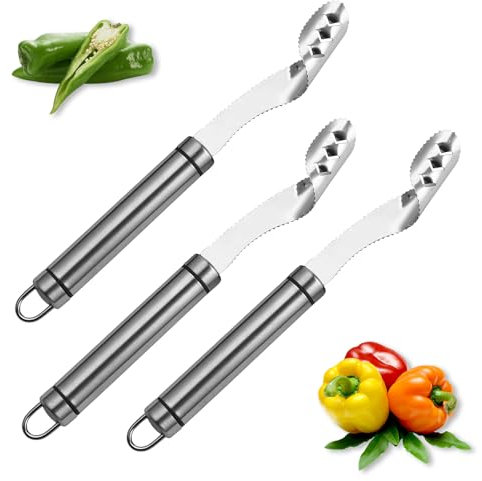 Vordpe 3 pezzi snocciolatore per peperoni, strumenti per snocciolare, pepper seed corer, rimozione peperoncino, snocciolatore portatile per verdure, utensili da cucina per pomodori, zucchine
