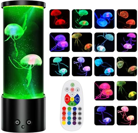 Soarling Quallenlampe, LED Quallen Lampe 17 Farben 4 Lichtmodi, Quallen Aquarium Quallenlampen mit Fernsteuerung für Kinder, 3-Helligkeit Stimmungslicht für Entspannung Schlafzimmerdekoration,Schwarz