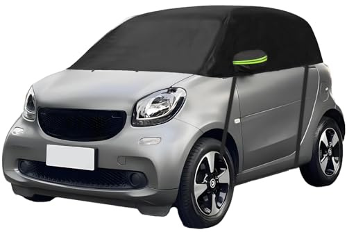 Mezza Copertura per Auto Compatibile con Smart Fortwo 2006-2025, Telo Copriauto da Esterno, Telo Copertura Impermeabile Anti-UV Anti Vento Antipolvere (Nero)