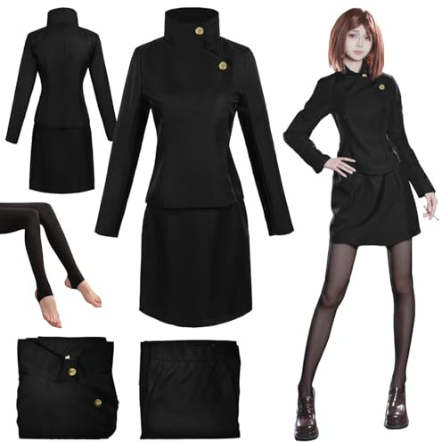 MeYuxg Ieiri Shoko Animekostym, Cosplay kostym, svart uniform, Ieiri Shoko Cosplay anime, damkjolset för karneval halloween rollspel scenföreställningar, M