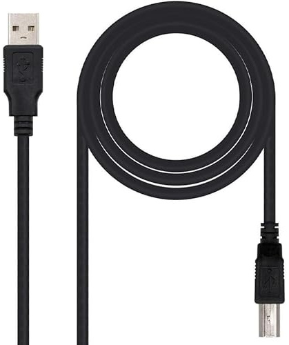 PRENDELUZ CABLE USB 2.0 para impresora, tipo A/M a B/M, de 4.5 metros de longitud en elegante color negro. Ideal para conexiones rápidas y eficientes, garantizando calidad y rendimiento.