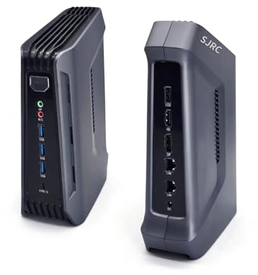 SJRC Mini Gaming PC Core Ultra 5 125H, USB C 40 Gbps, Barebone NO RAM/SSD/System, AI Micro Desktop Computer, HD2.0, DP 2.1, 2 x RJ45 i226V 2.5GbE LAN, WiFi6 + BT5.2, Win/Linux Support