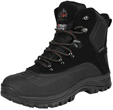 NORTIV 8 Men's Insulated Waterproof Construction Hiking Winter Snow Boots, 180411,Size 9.5,Black,180411