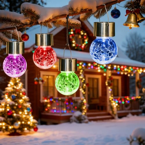 SOLPEX Solar Hanging Lanterns Solar Christmas Lights Outdoor Ornaments 8 Pc