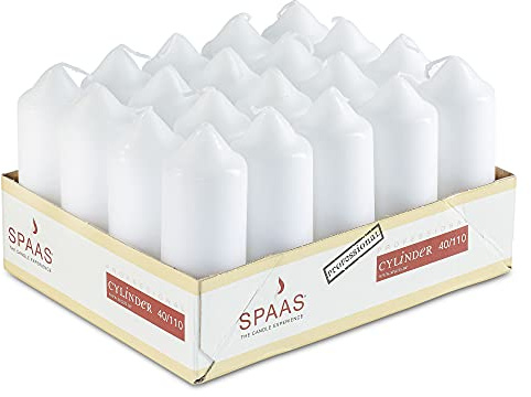 SPAAS White Pillar Candles - 20 Pack | 1.5x4 Inch Bulk, Dripless Dinner Candles | Unscented for Home Decor, Memorial, Vigil, Parties, Wedding, Decorative Lantern
