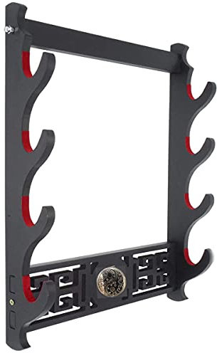 Jonoisax Schwerthalter 4 Tier Flanell Katana Wandhalterung Stand Samurai Schwerthalter Display-Rack,Tai chi Diagram