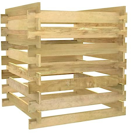 vidaXL Kiefernholz Imprägniert Lattenrost Komposter Kompostbehälter Holzkomposter Kompostsilo Steckkomposter Gartenkomposter 90x90x90cm