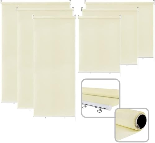 UISEBRT Tenda a rullo per esterni, verticale, oscurante, per balcone, protezione dai raggi UV, 140 x 240 cm, beige