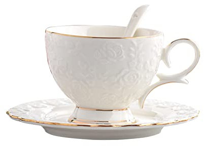 SHZMJL Ensemble tasse à thé, soucoupe et cuillère, tasses à thé vintage en porcelaine anglaise, tasse à thé rose, ensemble de 200 ml, cadeaux de Noël (rose)