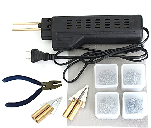 Lot de 2 fiches 220 V standard australien comprenant un hôte de réparation + 2 têtes plates de nettoyage à chaud + 4 boîtes d'agrafage + pinces, outils de réparation de voiture